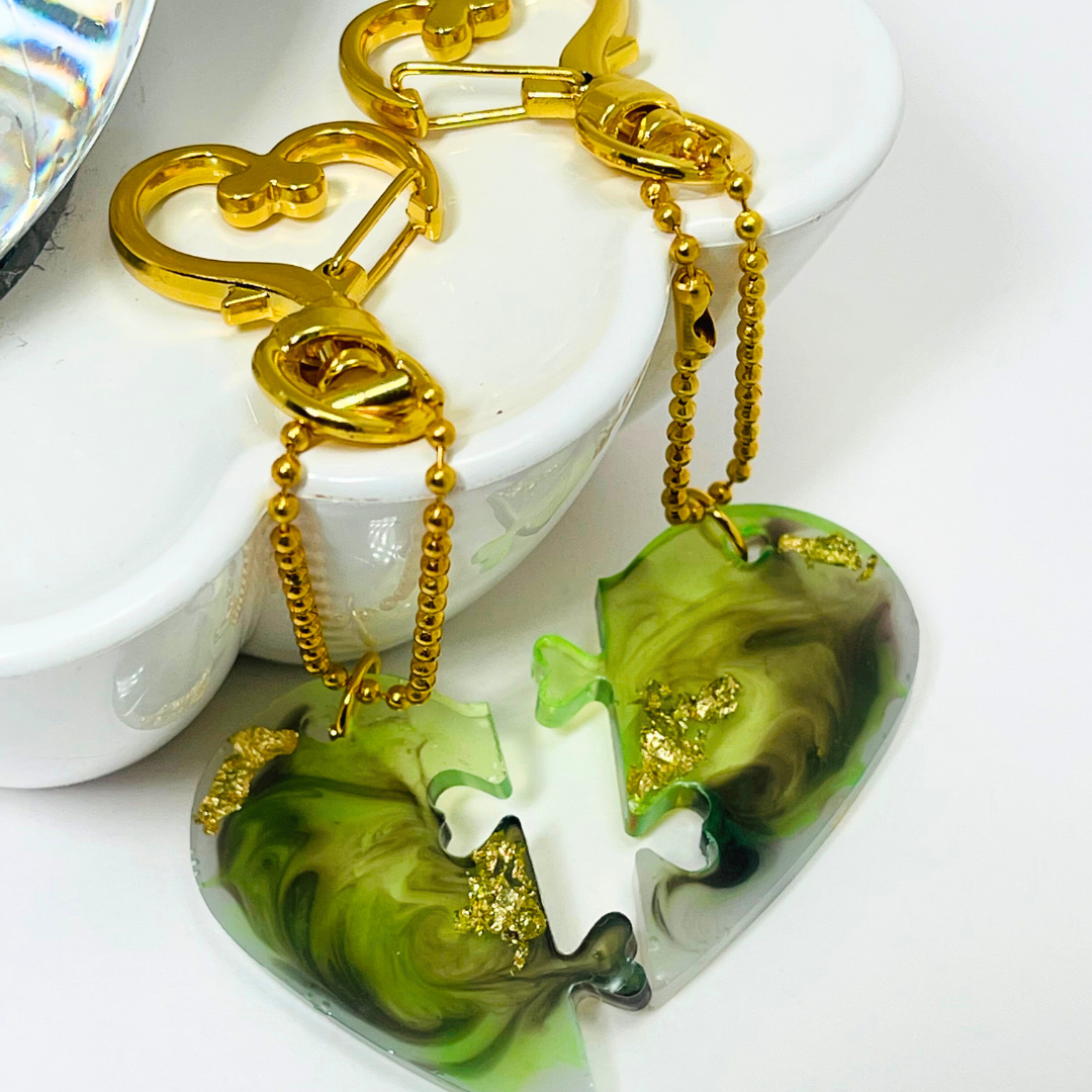 Custom Marble Heart Lock keychain