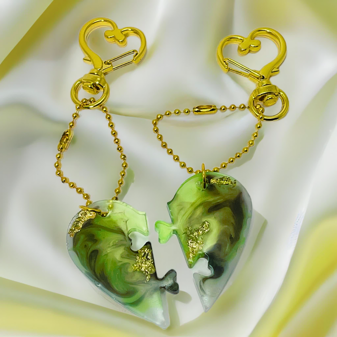 Custom Marble Heart Lock keychain