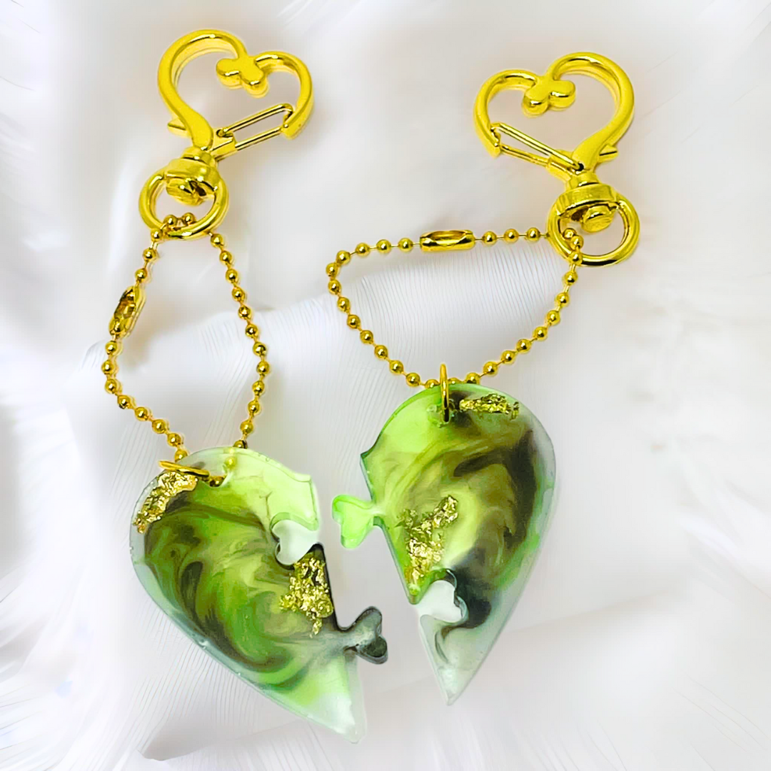 Custom Marble Heart Lock keychain
