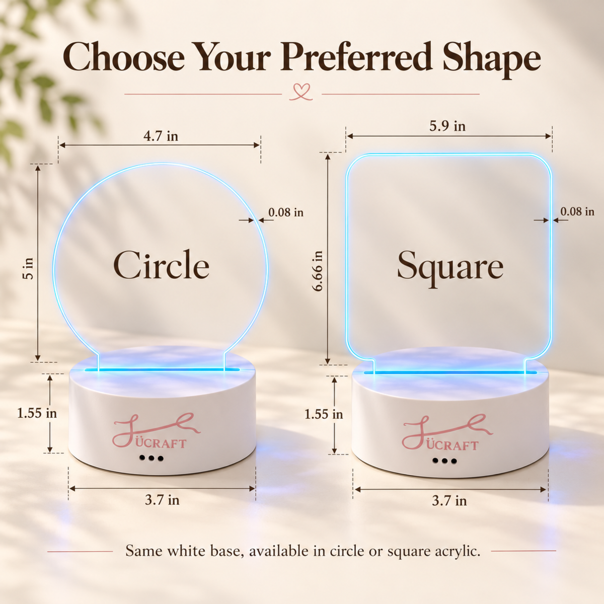 Square and circle shapes of a christain gift night light