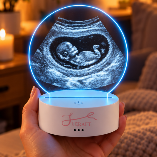Engraved ultrasound photo on a personalized night light